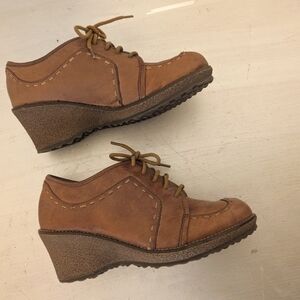 Vintage Naturalizer Wedge leather shoes Marron Retro Preppyb Regency SZ 8 M